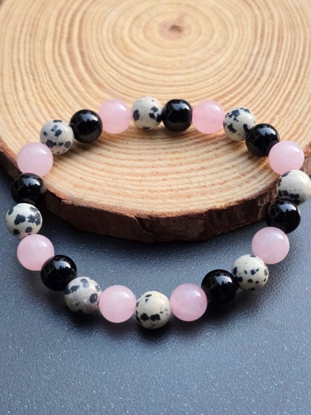 Releasing Past Pain ✦ Gemstone Bracelet ✦ Rose Quartz Onyx Dalmatian Jasper